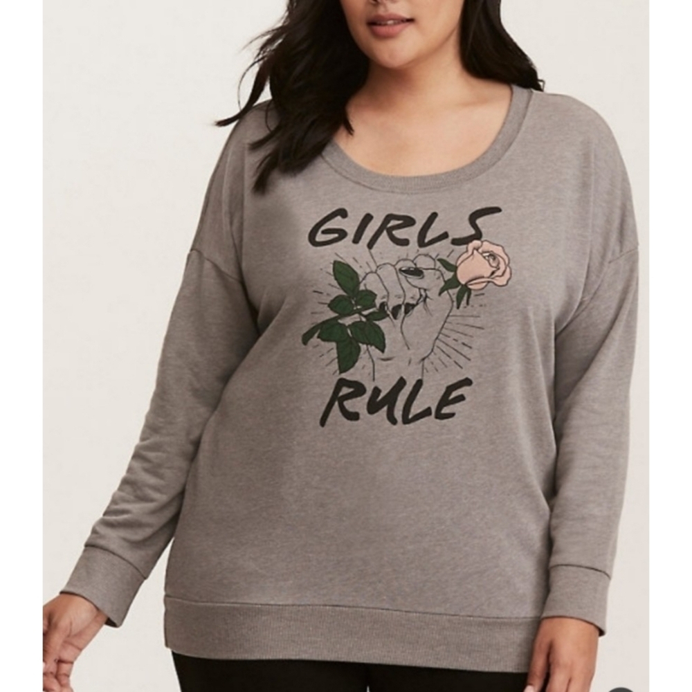 Torrid Oversized Graphic Sweatshirt " Girls Rule Gray Size 2X